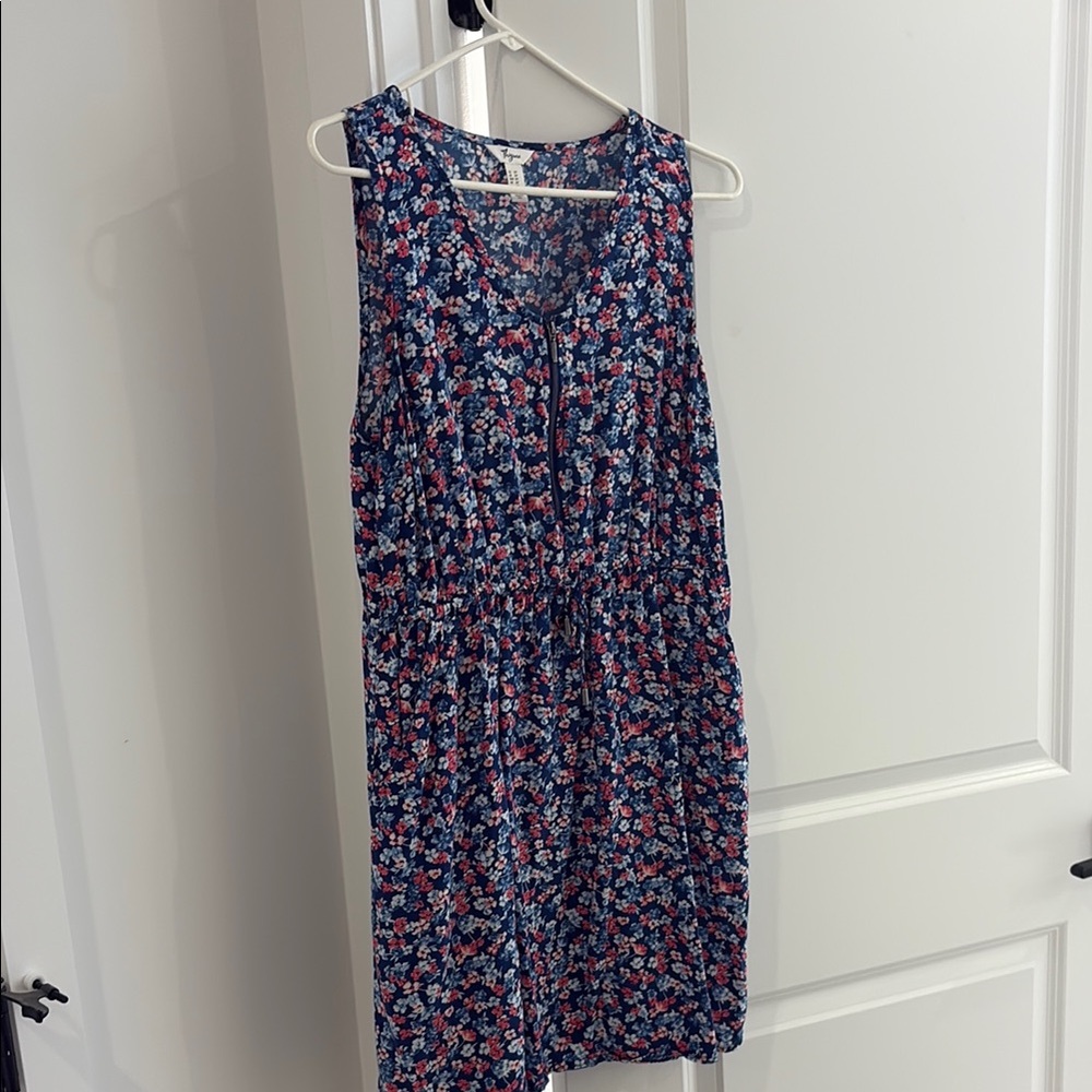 Floral Sleeveless Thyme Maternity Dress - Blue and Pink